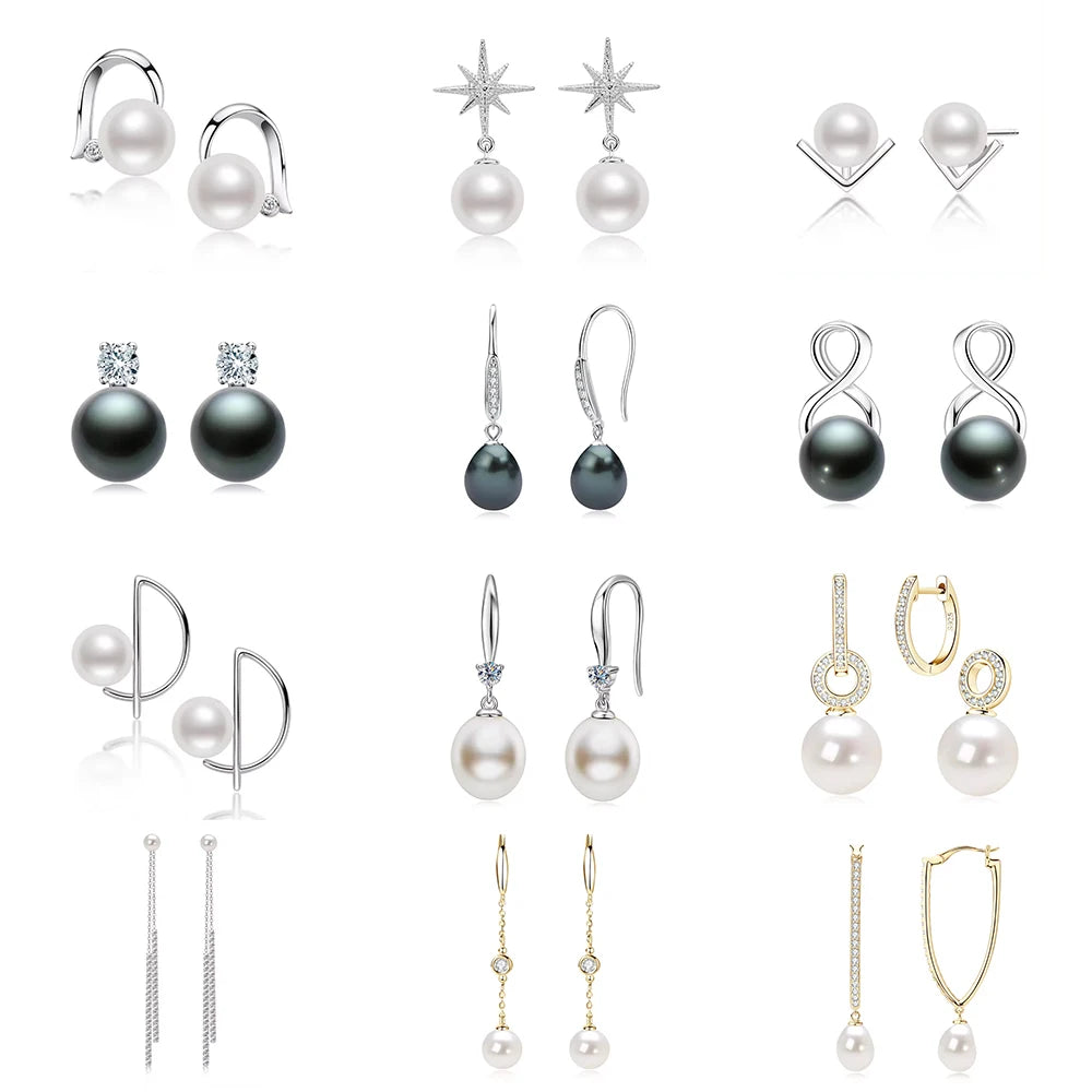 Earrings Wholesale Bulk Pearl Studs Earrings 925 Sterling Silver Bezel Setting 3.5-4mm Natural Freshwater Pearl Earrings