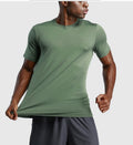 Solid Color Sports Quick Drying Men's Running Fitness Short Sleeved T-shirt Men's Loose Ice Silk Summer