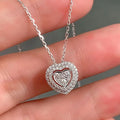 CAOSHI Religious 925 Silver Plated Wedding Love Heart Pendant Micro Pave 3A Zircon Hollow Copper Women's Engagement Set Necklace