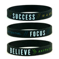 Fashion Focus Believe Success Wristbands Print Sports Bracelet Wrist Silicone Band Bangle