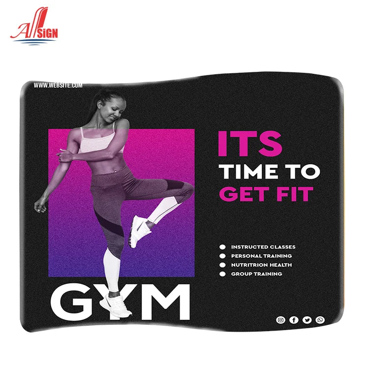 10ft x 8ft  EZ Tube Display Steel Feet Banner Stand Popup S shape Straight Tension Fabric Display