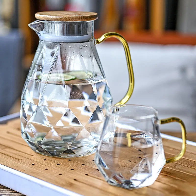 Home Heat Resistant Capacity Glass Teapot Water Jug Coffee Pot Kettle Glass Cup Tea Set