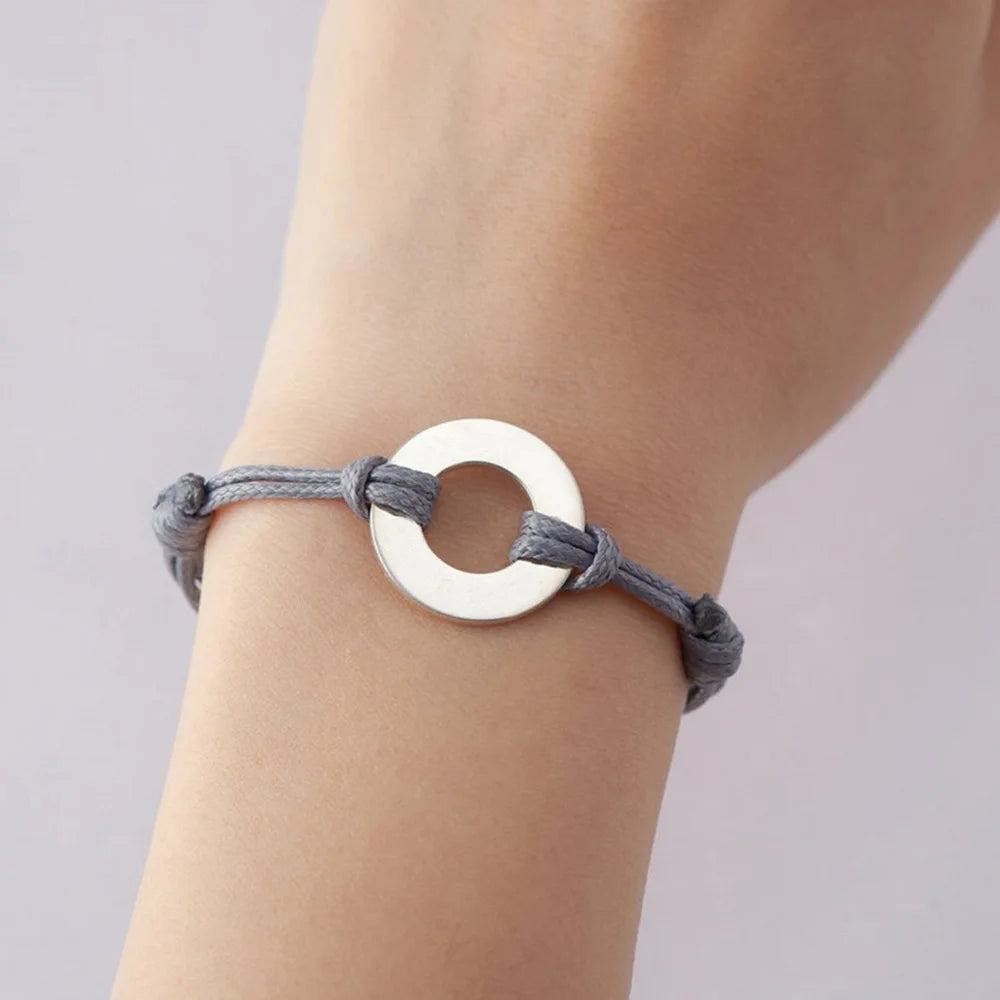 YK Hand-woven Stainless Steel Hollow-out Round Bracelet  Custom Name Bracelet