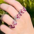 Pretty Multi Layered Pink Red and White Cubic Zirconia Claws Open Cuff Rings for Women Trendy CZ Ladies Engagement Jewelry