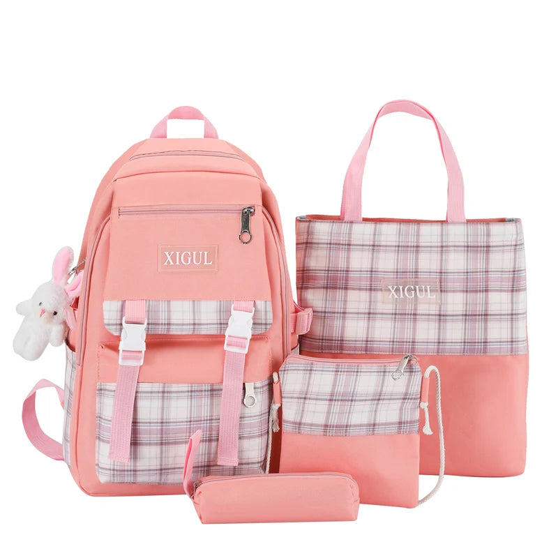 Nylon Fabric Casual Sports Waterproof Student Backpack with Custom Logo School Bags for Middle School Students Girls Boys