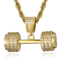 Trend Iced Out Barbell Pendants Necklaces for Men Hip Hop Fitness Gym Jewelry