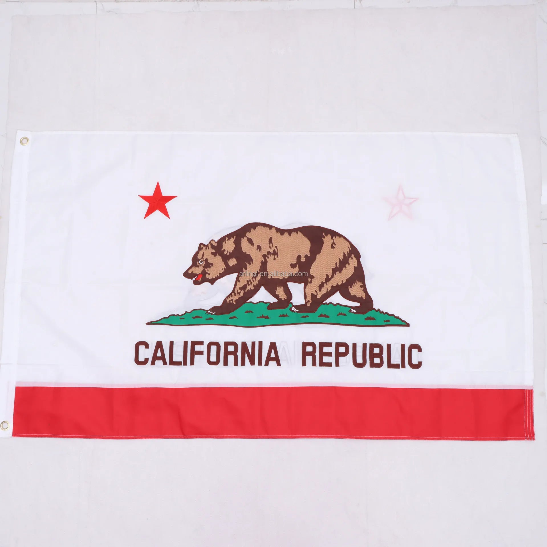 California Double-layer Embroidered Polyester Flag Bamboo Flagpole Quick-Dry Waterproof Breathable 210D Oxford Cloth Adjustable