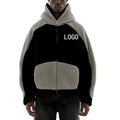 Custom Chenille Embroidery Logo Wholesale Heavy Long Sleeve Oversized Pullover Lamb Wool Warm Men's Fleece Hoodies