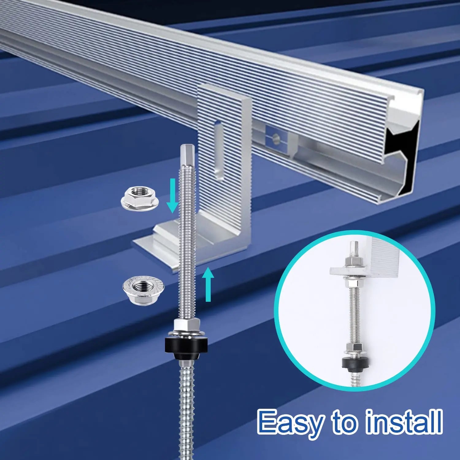 Solar Roof Mounting Double Threaded Screws M10x200 Hanger Bolt With Supporting Plate Solar Panel Mount Hanger Bolt Metal Roof