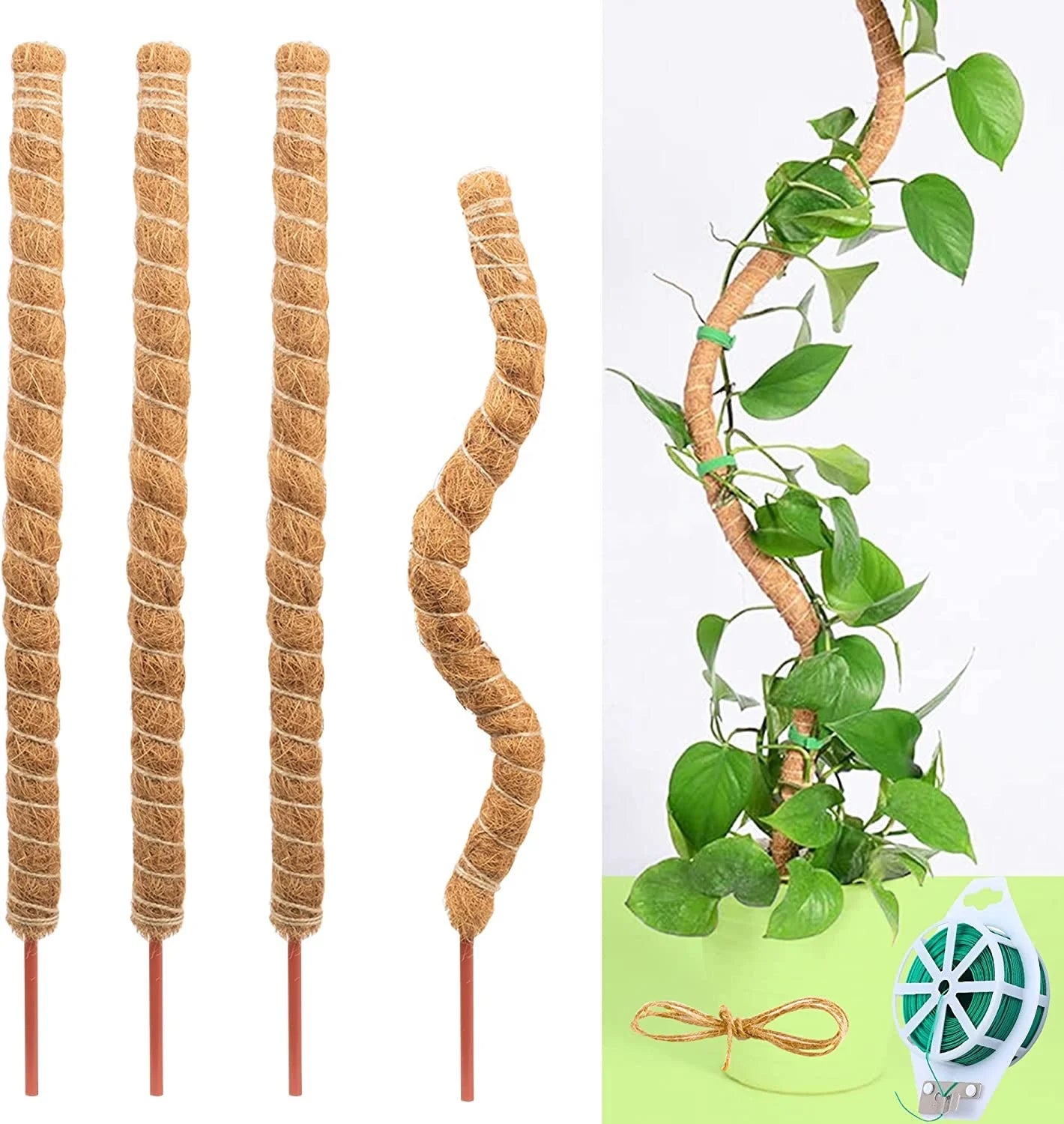 Bendable Eco-Friendly Coir Material Moss Pole Minimalist Design for Monstera Plant Support Indoor/Outdoor Use Home Garden