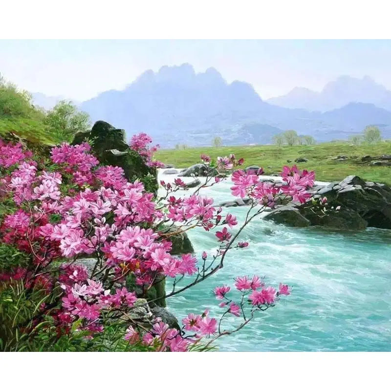 CHENISTORY DZ99039 Riverside Flowers  DIY Painting by Numbers Kits for Dropshipping Canvas Painting