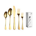 Hot Sale 30-Piece Premium Stainless Steel Classic Style Flatware Set Gold Cutlery Mirror Polish Customized Packing for Parties
