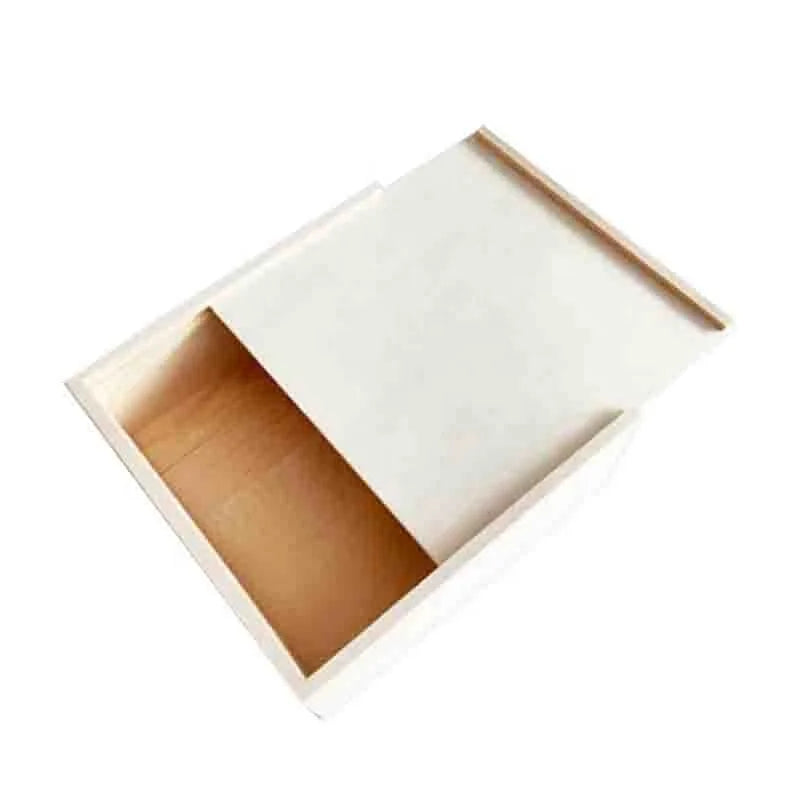 Multifunctional  Square  Wooden Stash Box with Sliding Lid Plain Square Cake Box for Sundries Packing