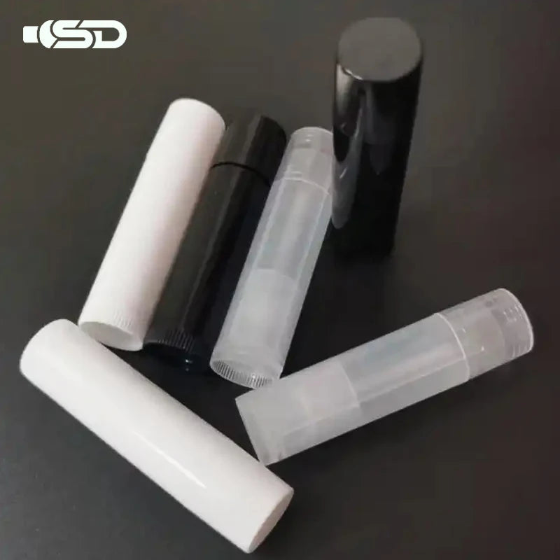 Nude 5g Empty Cosmetic Lip Balm Tubes Clear White Black Cute Plastic Chapstick Lipstick Cases