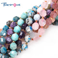 Bestone Natural Stone Olive Beads 10mm Crystal Agates Amethysts Turquoises Loose Beads for Jewelry Making Diy
