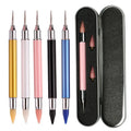 Custom Rhinestones Acrylic Handle Wax Pencil Double Head Dotting Pen Jewel Pick Tool Acrylic Nail Pen with Storage Case