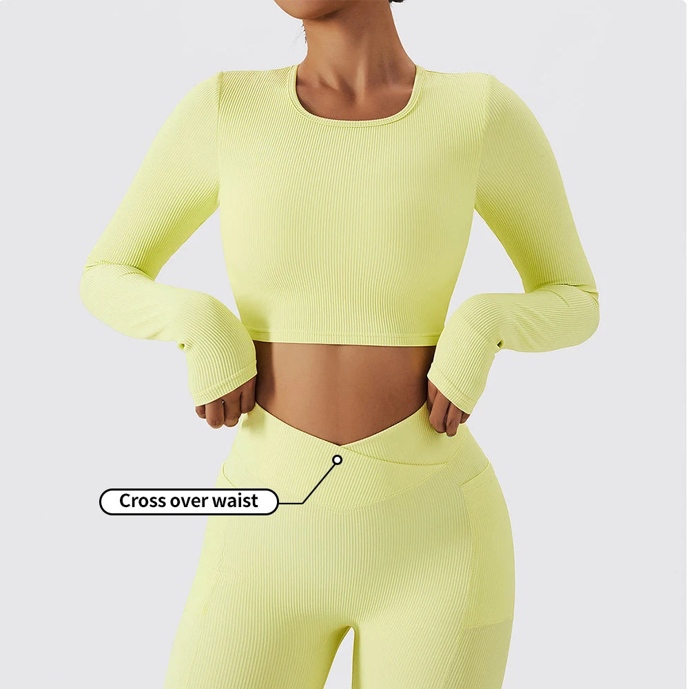 ECO Friendly Long Sleeve Top Yoga Wear Workout Clothing Active Apparel Women Sports Fitness Yoga Sets