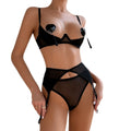 Wholesale Women Sexy Lingerie Hot Sale Bandage Mesh Skirt Three Piece Sets Ladies Mature Erotic Lingeries