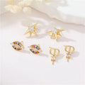 Multi Colors Inlaid Zircon CD Hoop Earring for Women S925 Silver Needle Highend Fivepointed Star Eyes Zircon Earrings