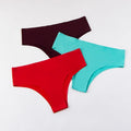 Solid Women's Everyday Style Laser Cut Tanga Traceless Narrow Back Seamless Ice Silk Cheeky Panty Knitted Polyamide Bikini
