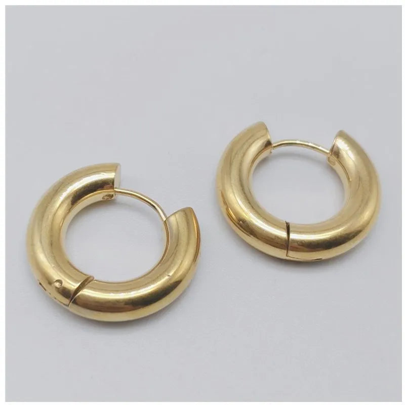 Cross-border Europe and the United States Men's Women's 4.0 Round Thread Earrings Big Circle Stainless Steel Explosion Type Ac