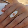Eternal Flower Open Ring 18K PVD Gold Plated Stainless Steel Hand Making Layers Open Ring Set for Women
