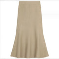 2023 Women's Autumn and Winter Korean Version New High Waist Fishtail Skirt Shows Thin Knitted Style A-line Half Length Skirt