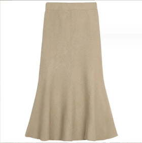 2023 Women's Autumn and Winter Korean Version New High Waist Fishtail Skirt Shows Thin Knitted Style A-line Half Length Skirt