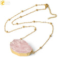 CSJA Wholesale Fashion Gold Chain Raw Crystal Rose Quartz Necklace Natural Stone Healing Women Jewelry G494
