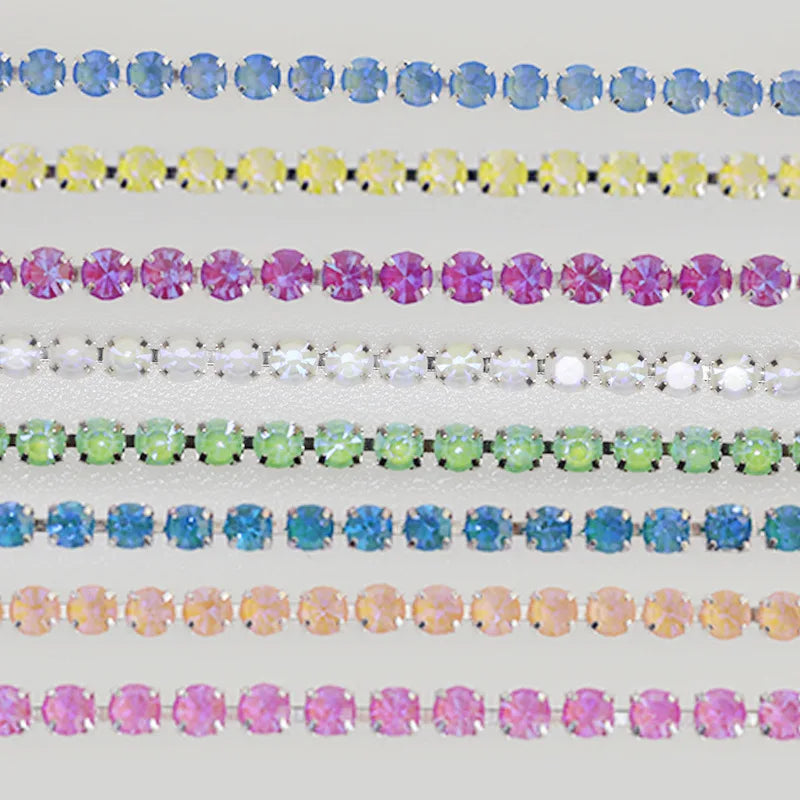 2025 Crystal Hot Sale Fashion Decorative Silver Claw Chain Shiny Rhinestones Trim Crystal Sewing Accessories Rhinestones Cup Chain