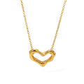 Trendy Stainless Steel 18K Gold Plated Hollow Heart Shape Pendant Necklace for Women Girls