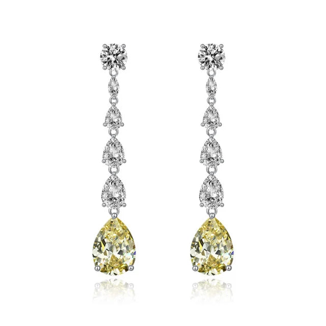 Water Drop Earring Cubic Zirconia Teardrop Wedding Bridal Earrings for Women