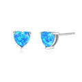 Fine Jewelry 925 Sterling Silver Heart Shape Natural Opal Stud Earrings for Women