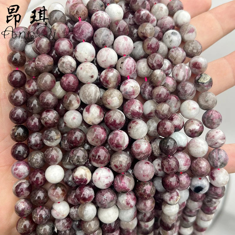 Cheap Price Natural Plum Blossom Tourmaline Loose Round Smooth Tourmaline Stone Beads for Jewelry Making Bulk