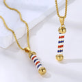 Retro 3D Barber Pole Necklace Barber Haircut Gothic Necklaces for Men Stainless Steel Long Chain Hiphop Salon Pole Necklace