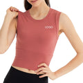 Custom Logo Spandex Polyester Gym Crew Neck Fitness Tank Tops for Women