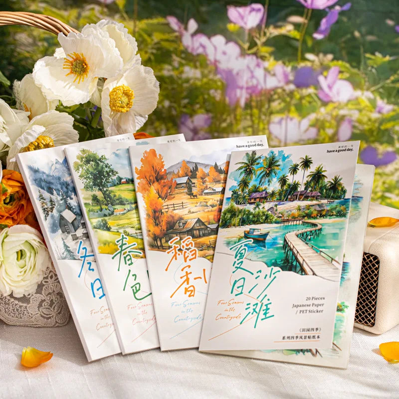 20 Sheets/pack Sticker Book Garden Seasons Series Landscape Landscape Handbook Decorative Collage Bottom 4 Models