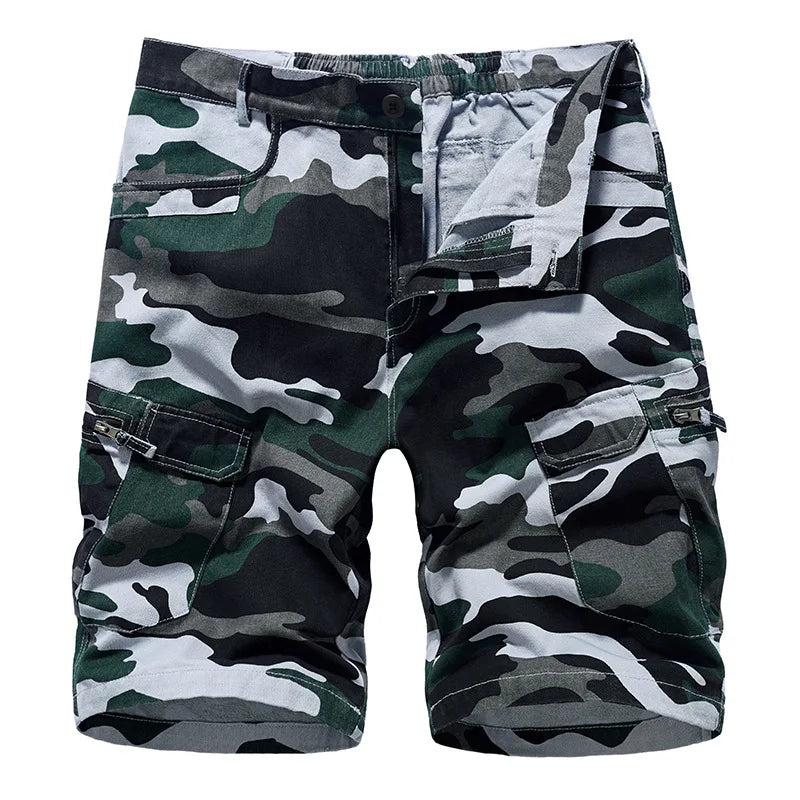 MShort0P102 Summer New European and American Camouflage Loose Large Size Casual Five-point Pants Men's Tooling Cotton Shorts