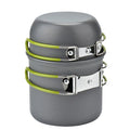 Durable Aluminum Single Person Camping Cookware Set with Pot Frying Pan and Kettle Included