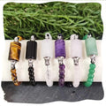 Wholesale Unisex Column Charm Natural Stone Bracelet with Healing Rose Quartz Obsidian Crystal Perfume Bottle Jewelry Gift