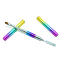 Yihuale Dual Ended Slice Shape Nylon Hair Flat Pusher UV Poly Gel Nail Brush for Acrylic UV Nail Tips Extension and Building