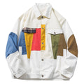 Fashion Streetwear Loose Retro Color Blocked Windbreaker Hip Hop Summer Casual 100% Cotton Long Sleeve Plus-size Quick Dry