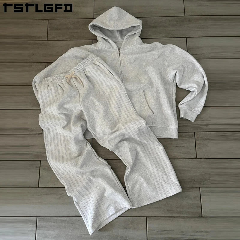 Custom Streetwear Zip up Hoodie and Sweatpants Jogger Two Piece Set  Sweatpants Oversized Tracksuits Sweatsuit Mens Set