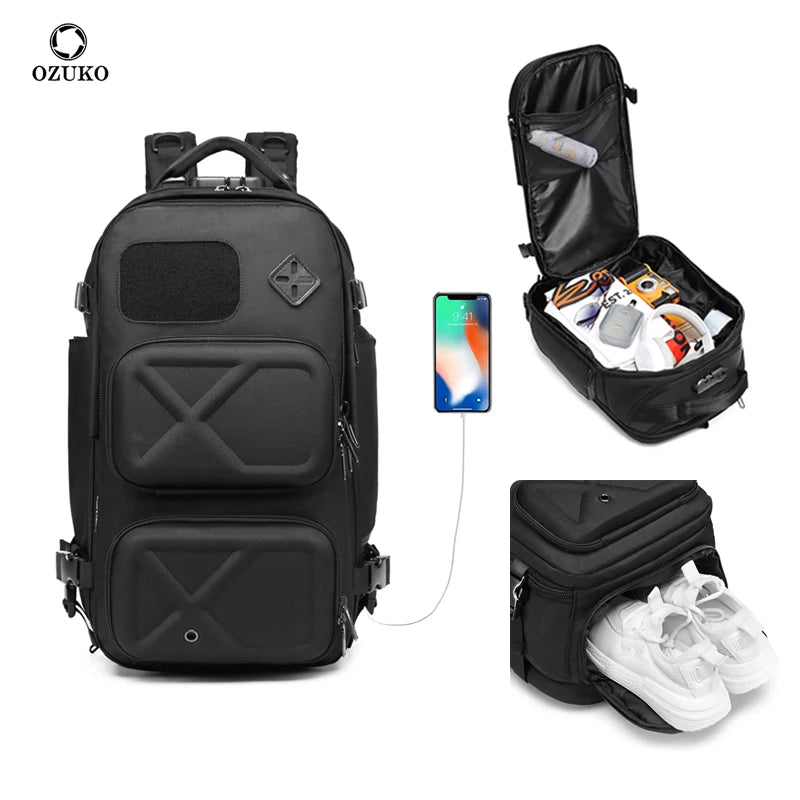 OZUKO 9309 Waterproof Laptop Men Anti Theft Backpack with Shoe Compartment Outdoor Men Large Capacity  Expandable Backpack