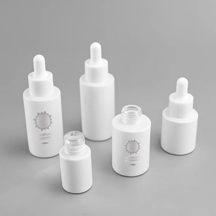 Glass Serum Bottle 15ml 20ml 30ml 40ml 50ml White Painting Skincare Packaging Hair Oil Glass Dropper Bottle Serum Bottle 30ml