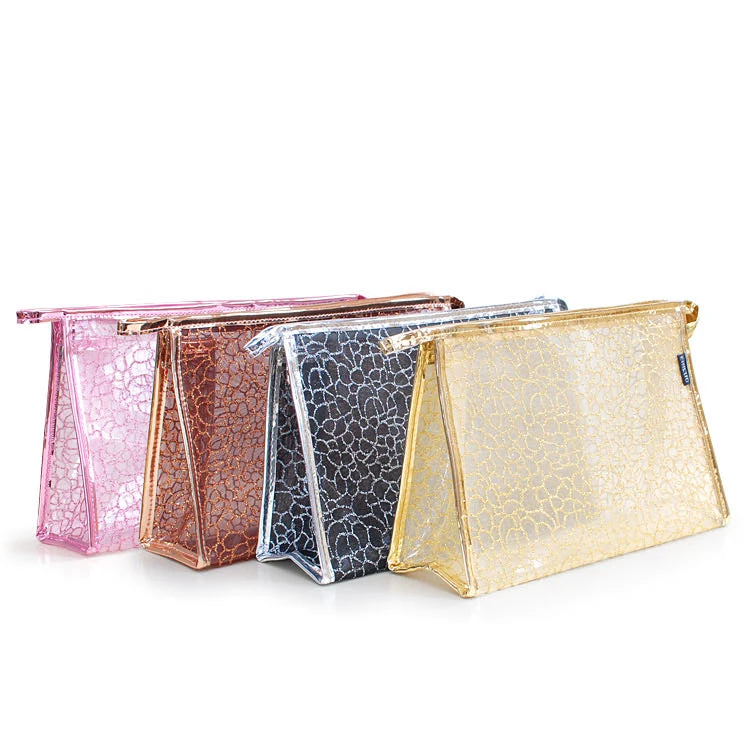 New Design Stone Pattern Transparent PVC Zipper Cosmetic Bag Fashion Travel Waterproof Clear Makeup Beauty Bag for Woman OEM