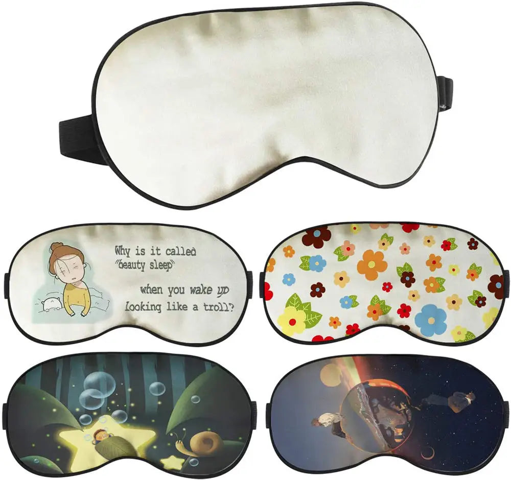Wholesale Personalised Idea Custom logo Sublimation Eyemask Fashion Satin  Imitate Silk Blank Sleep Eye Mask