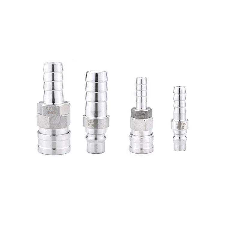 Quick Self-Locking Stainless Steel 304 NPT Thread Smooth Surface Corrosion Resistant Air Hose Male Female Coupler
