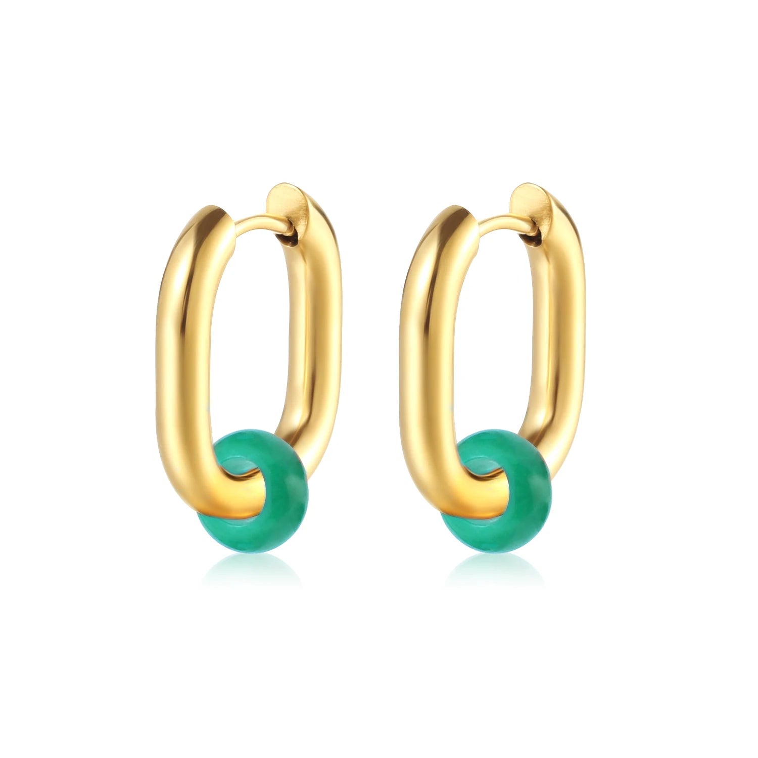 New Trendy Stainless Steel Earrings Charm Hoop Earrings Beaded Earrings 18K Gold Plated for Women Jewelry