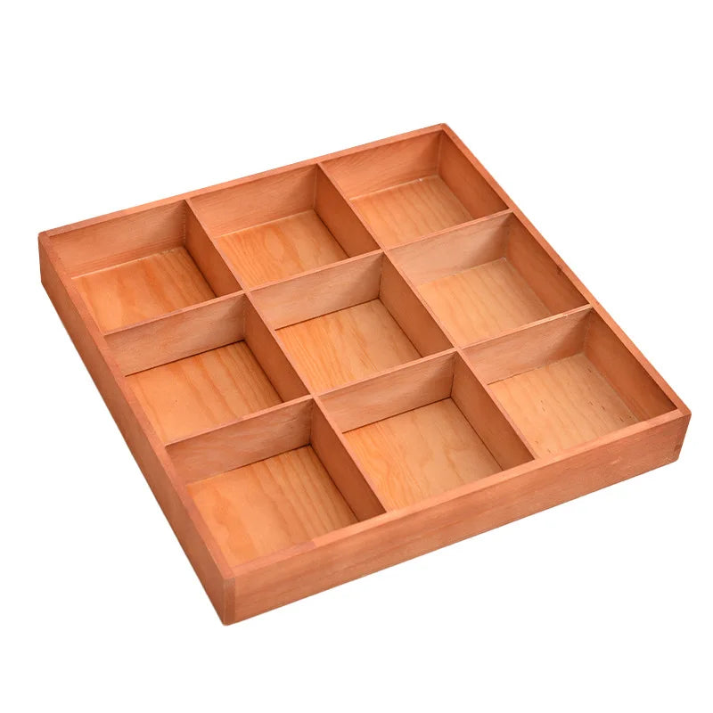 9 Grid Wood Serving Tray Divided Platter Wooden Dried Fruit Snack Storage Container for Storing Nuts Candies Dessert